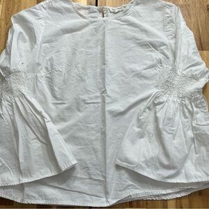 Beachlunchlounge White Bell Sleeve Blouse Size XL